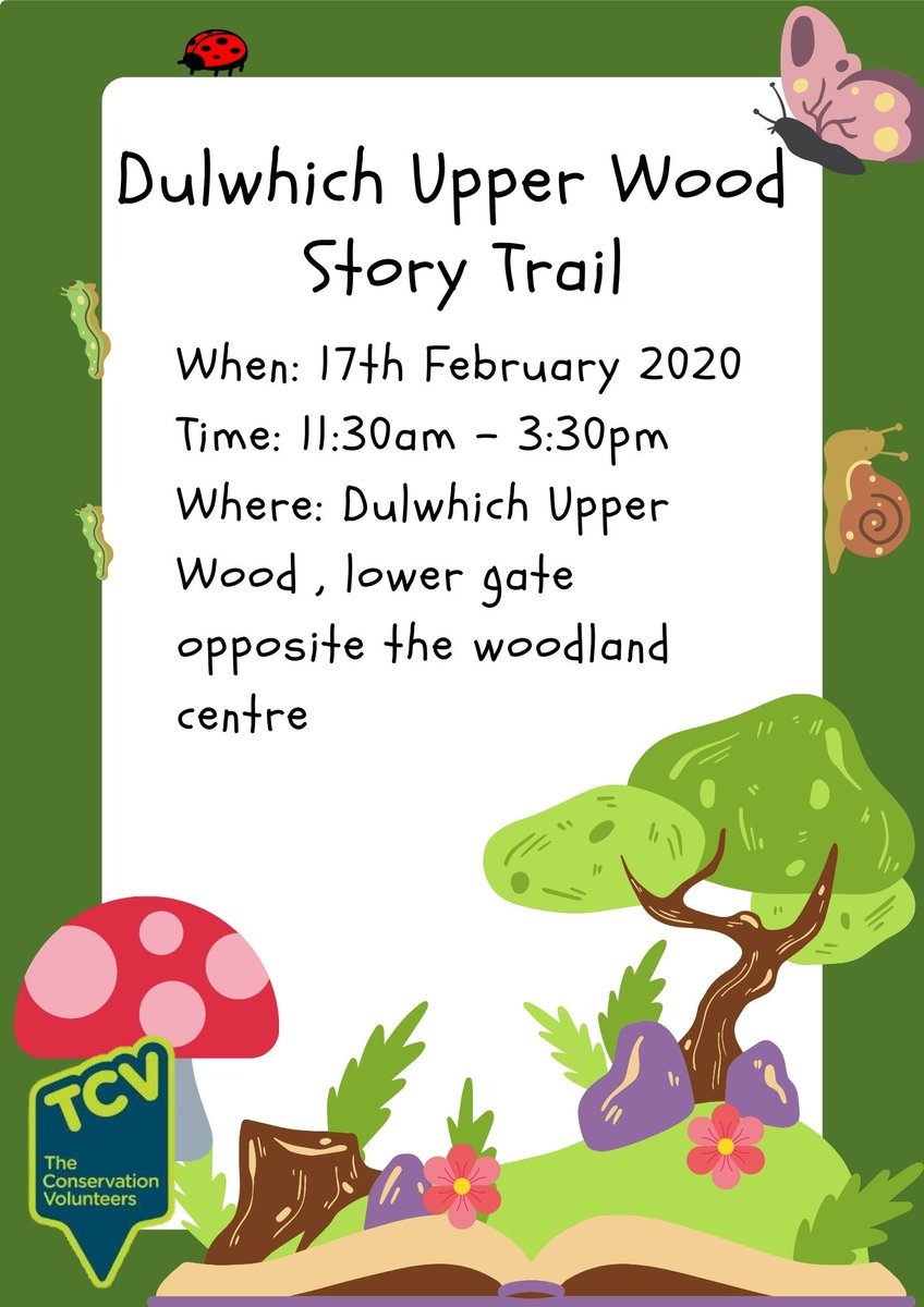 Come join us for our free half term story trail and write your own woodland adventure! <a href="/TCVtweets/">The Conservation Volunteers (TCV)</a>