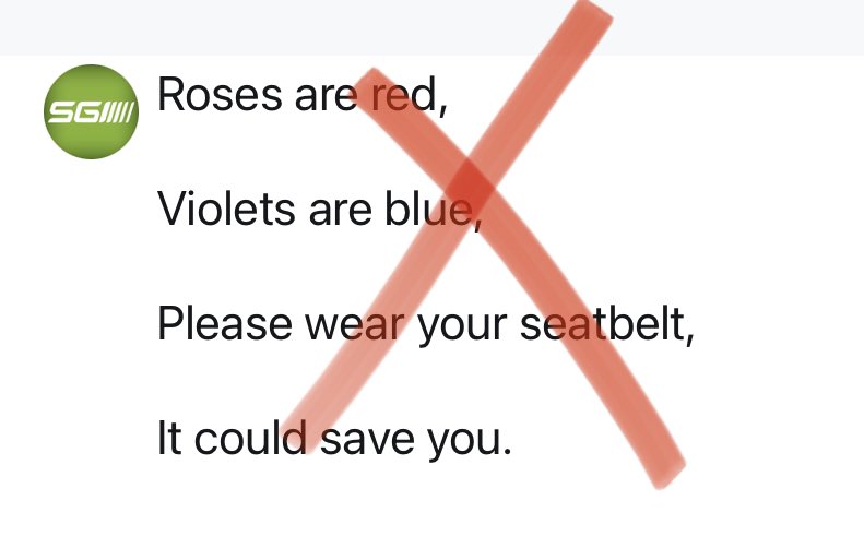 SGItweets's tweet image. The SGI social media team tried to come up with some #ValentinesDay themed tweets about seatbelts. 

It didn’t go well.  See for yourself. 

#RejectedVDaySeatbeltTweets