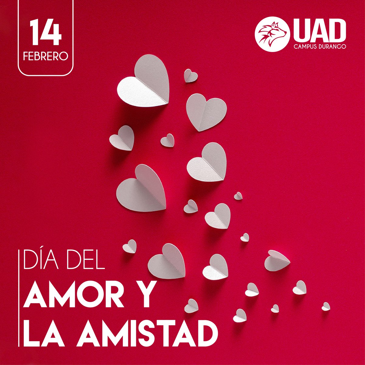 UD_Monterrey's tweet photo. El 14 de febrero es un día muy especial para muchos, hoy resaltamos la importancia del amor y la amistad en nuestras vidas ya sea con amigos, familiares y/o parejas, pero lo más importarte siempre será expresar el cariño y amor mutuo. 😍  
#SiempreLobos #diadelamorylaamistad https://t.co/PIdLKv1Pr3
