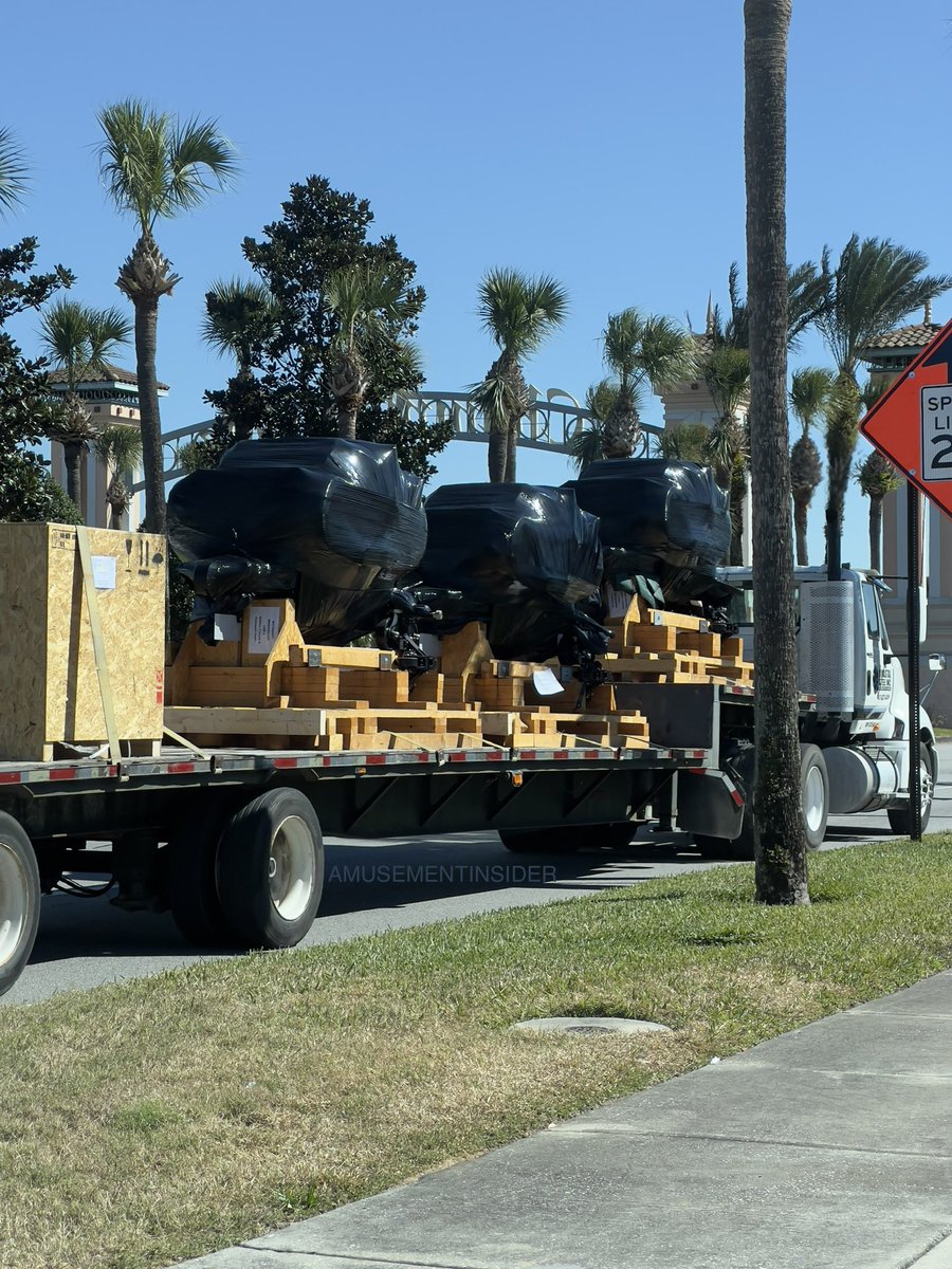 AmusementInside's tweet image. Tron roller coaster vehicles en route to Magic Kingdom from Champions Gate. #wdw #disney #disneyworld