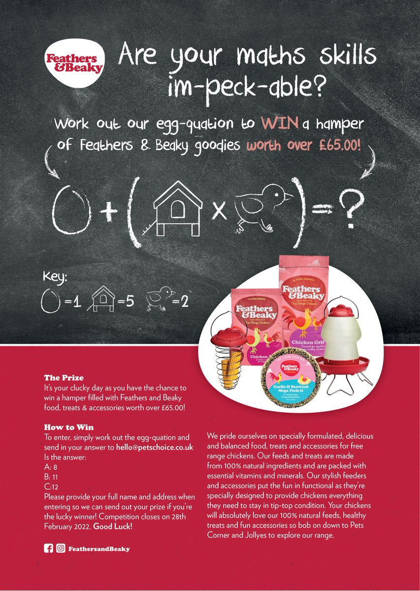 Interested in winning a Feathers &amp; Beaky hamper for your birds? Enter the <a href="/PetsChoiceLtd/">Pets Choice Ltd</a> competition below!