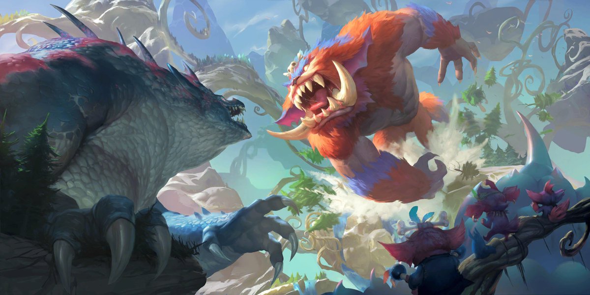 Runeterra_ar's tweet photo. GNAR is here!
"The yordles sat on their tree branch and cheered for Gnar as he duked it out with another passing monster. These were rare events, but always awesome to spectate!"
Look at the new champion🔻
https://t.co/1dFOyBn5UP
#LegendsOfRuneterra #RuneterraAR https://t.co/IOU6ZmXZM6