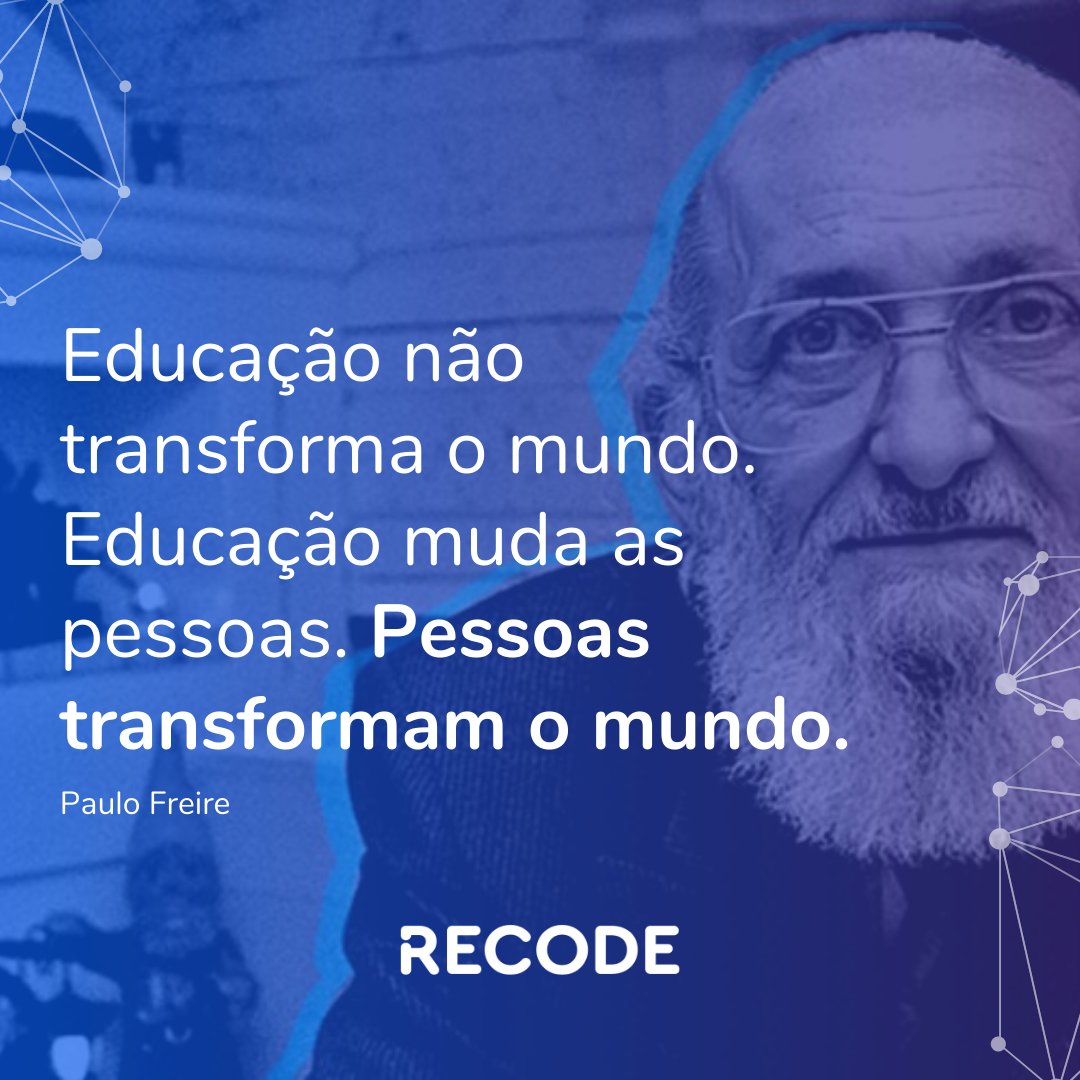 rederecode's tweet image. A educação muda as pessoas e as pessoas mudam uma sociedade.  Com educação se constrói um país melhor. 
#paulofreire #empoderamentodigital #transformação # educação