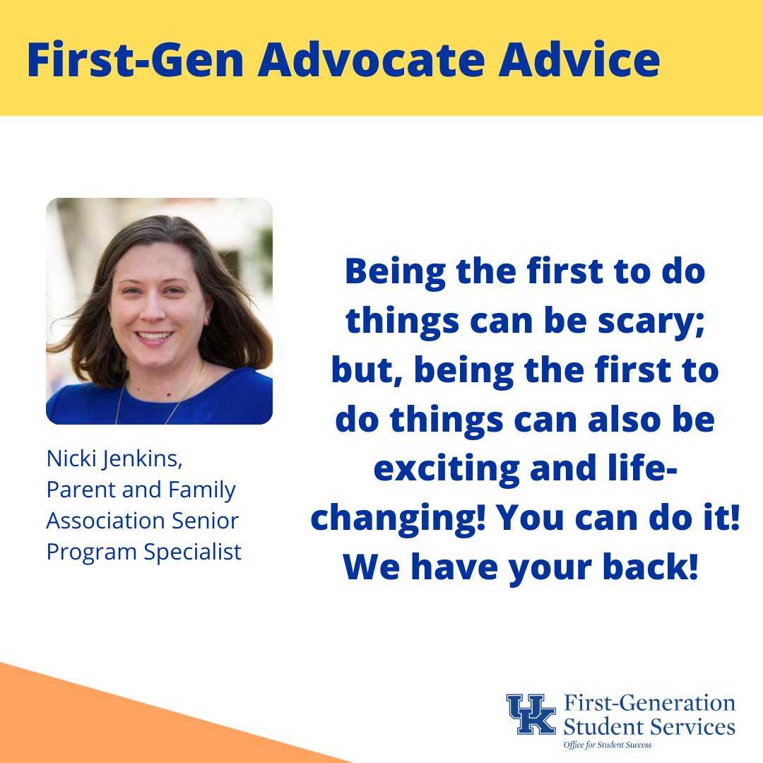 UKFirstGen's tweet photo. Being the first might be scary but we're here to help! #WildcatsFirst #FirstForward #MotivationMonday https://t.co/nmiopo109x