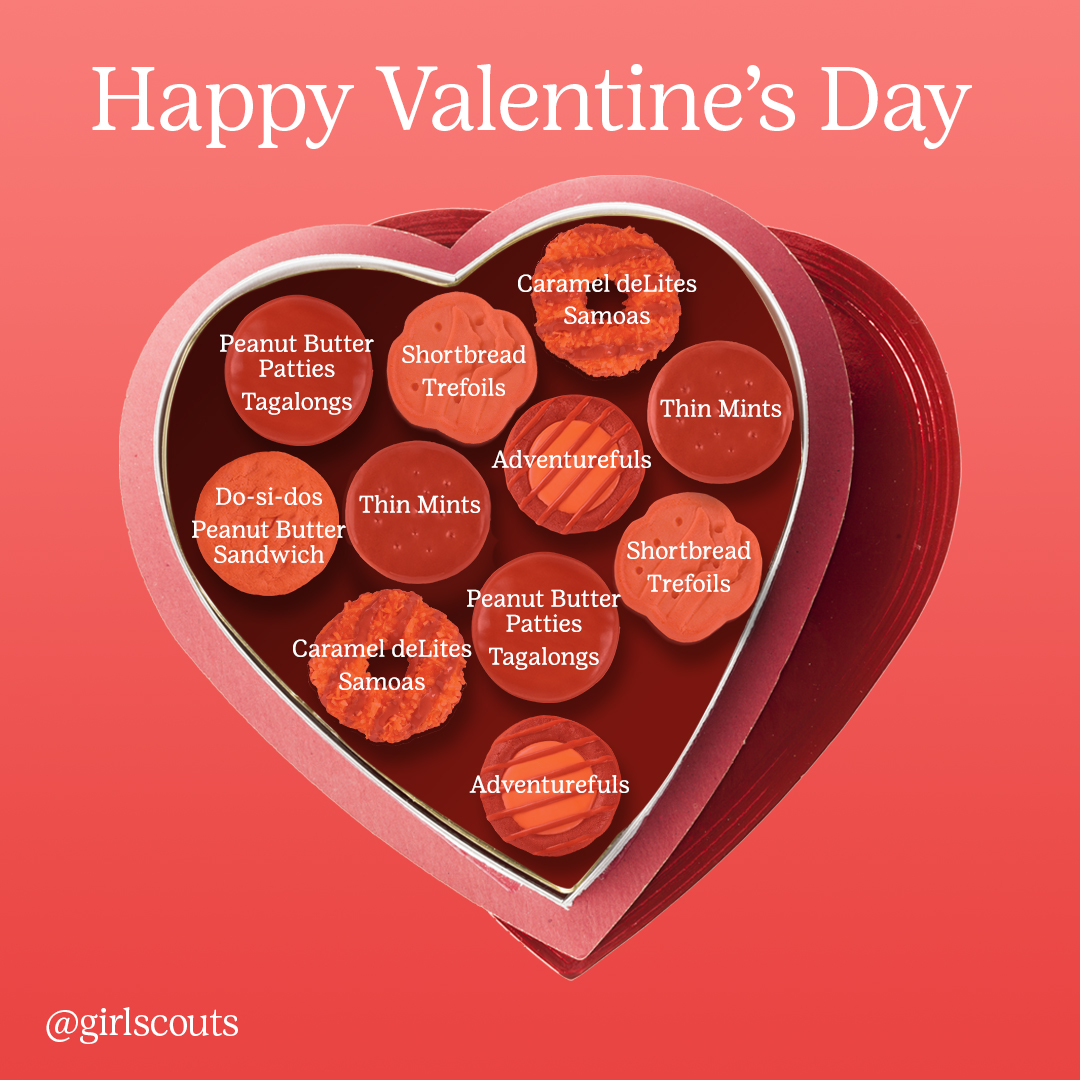 Roses are red, violets are blue… Who will you give these Girl Scouts Cookies to? 💚
#ValentinesDay 
Tag a loved one in the comments! ✨ 

#GirlScoutsOC #GirlScouts