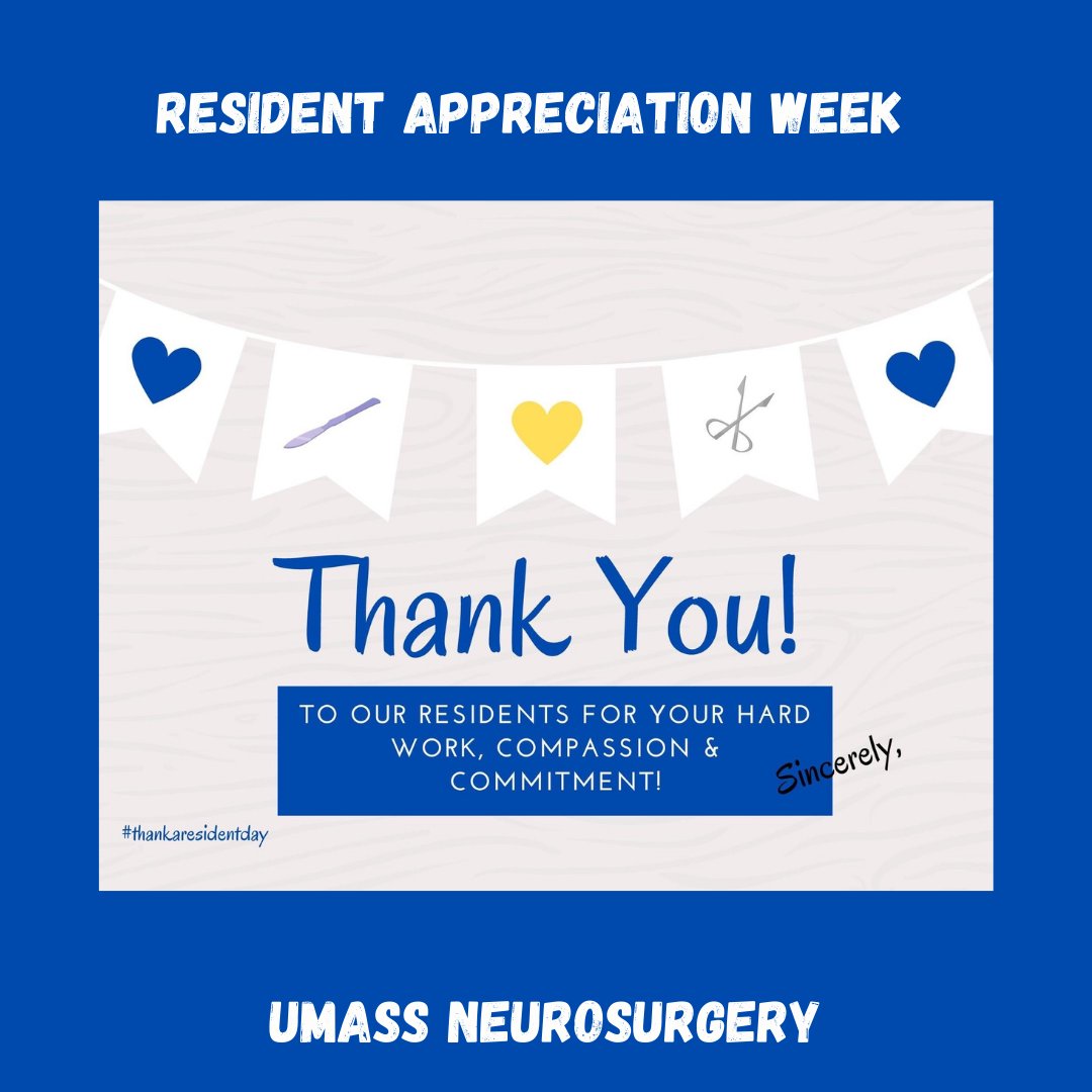 UMassNeuroSurg's tweet photo. It's Resident Appreciation Week!
Thank you Dr. Daci, PGY3, Dr. Owusu-Adjei, PGY2 and Dr. Mietus, PGY1 for your hard work and dedication everyday. We ❤ You!
#residentweek #residentappreciation #residentlife #WeLOVEOurResidents #umassneurosurgery https://t.co/JneNXcNmY2