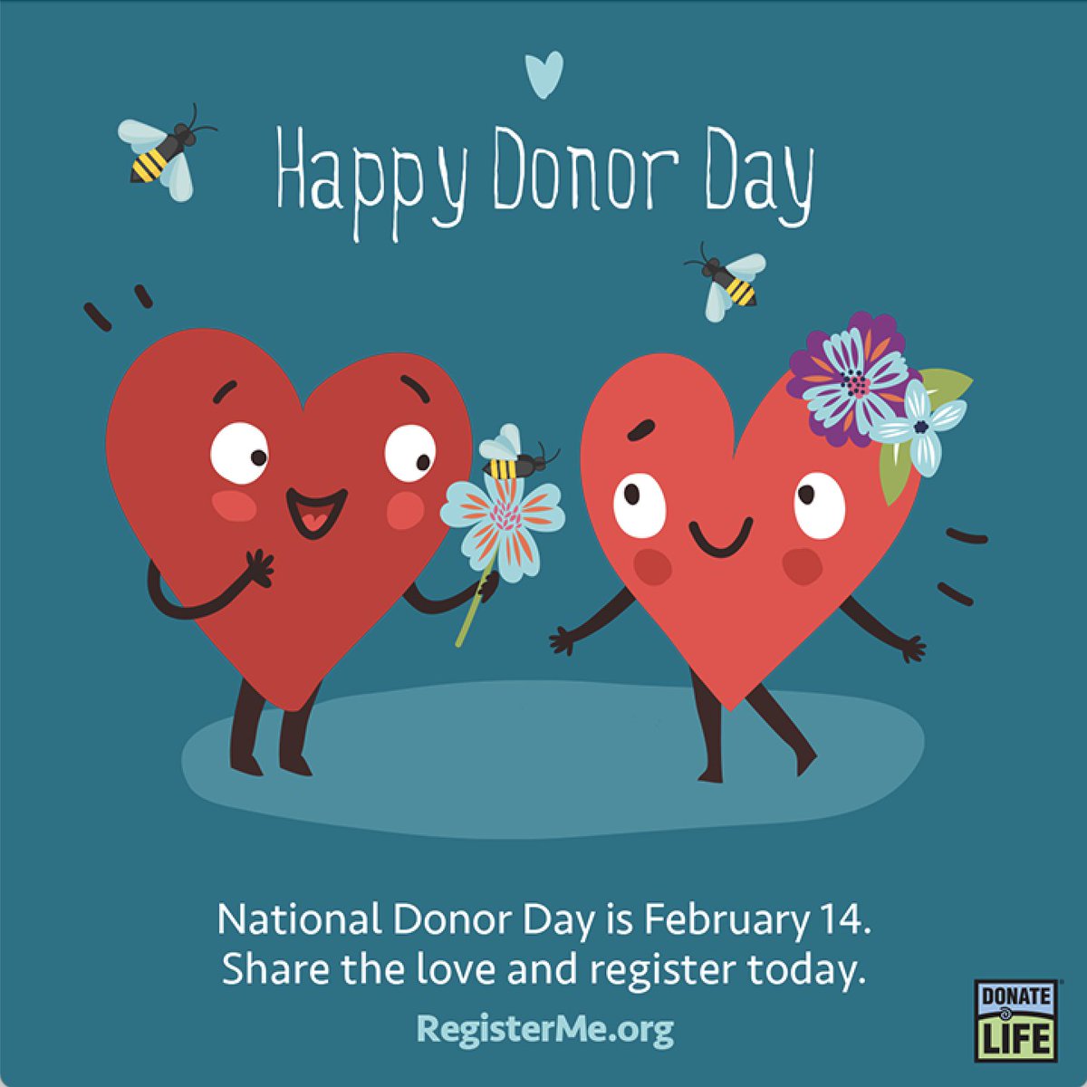 Most people know February 14 as Valentine’s Day, but did you know it is also National Donor Day? To help raise awareness, go to bit.ly/364cvGD to download the National Donor Day image and share it on your social media.