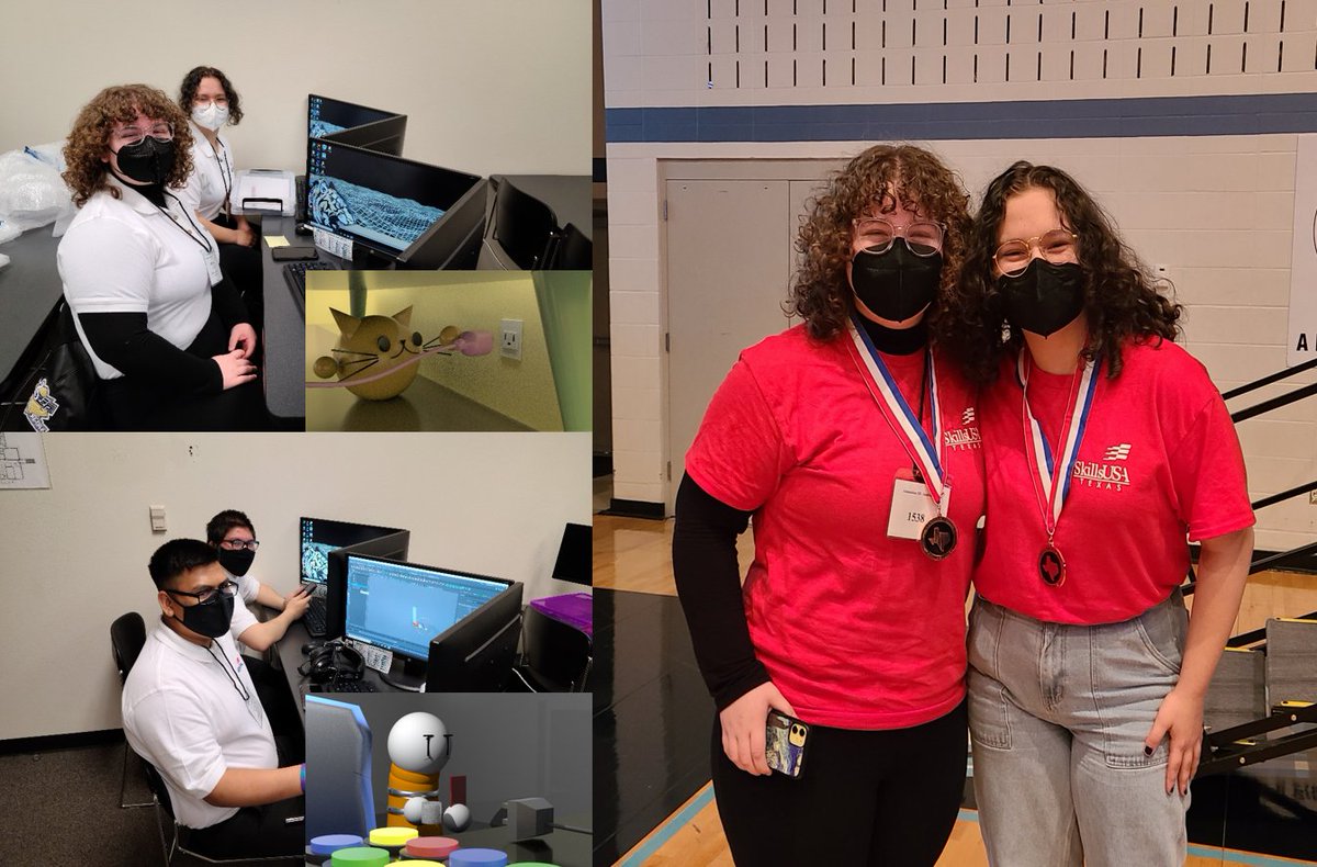 Last weekend, CHS Animation students participated in various District 7 SkillsUSA contests. Congrats to Abigail F. &amp; Hailey C. who earned a bronze medal for the 3D Visualization and Animation Team Skills Contest. #SkillsUSA