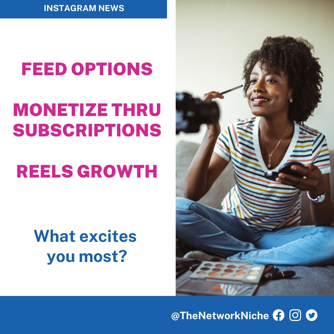 Get ready for Instagram to change the game in 2022 including:
- Feed Options
- Monetize Through Subscriptions
- Reels Growth
 Explore our 🆕 blog post ➡️thenetworkniche.com/2022-instagram…
#instagram #instagramupdate #influencermarketing