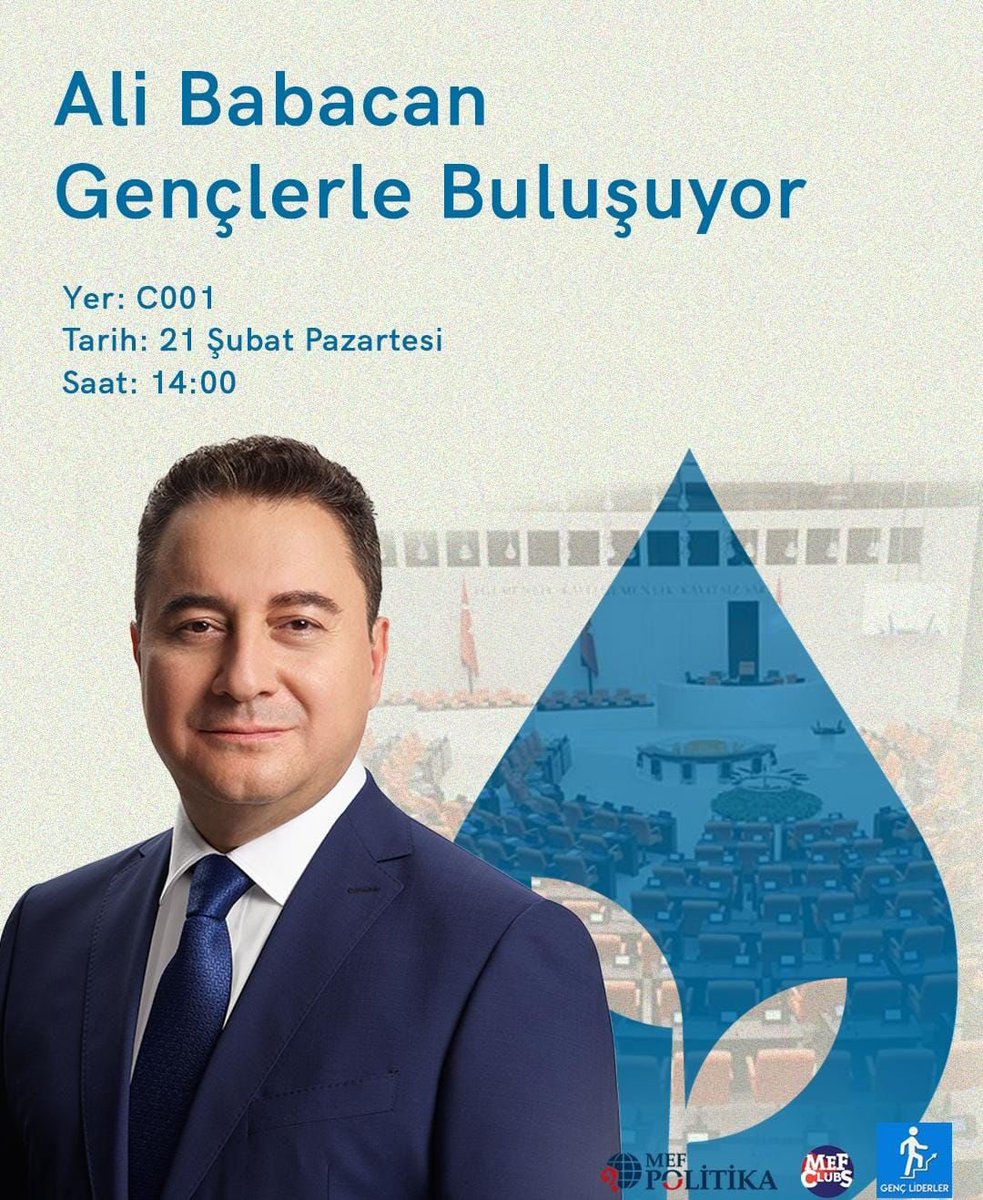 SİYASİ LİDERLER MEF ÖĞRENCİLERİYLE BULUŞUYOR!
Merhaba değerli MEF’liler! Siyasi liderler ile birlikte yapacağımız etkinlikler serisine DEVA Partisi Genel Başkanı Sayın Ali Babacan’nı okulumuzda yüz yüze ağırlayarak devam ediyoruz! Katılım Linki: docs.google.com/forms/d/1hm_eT…