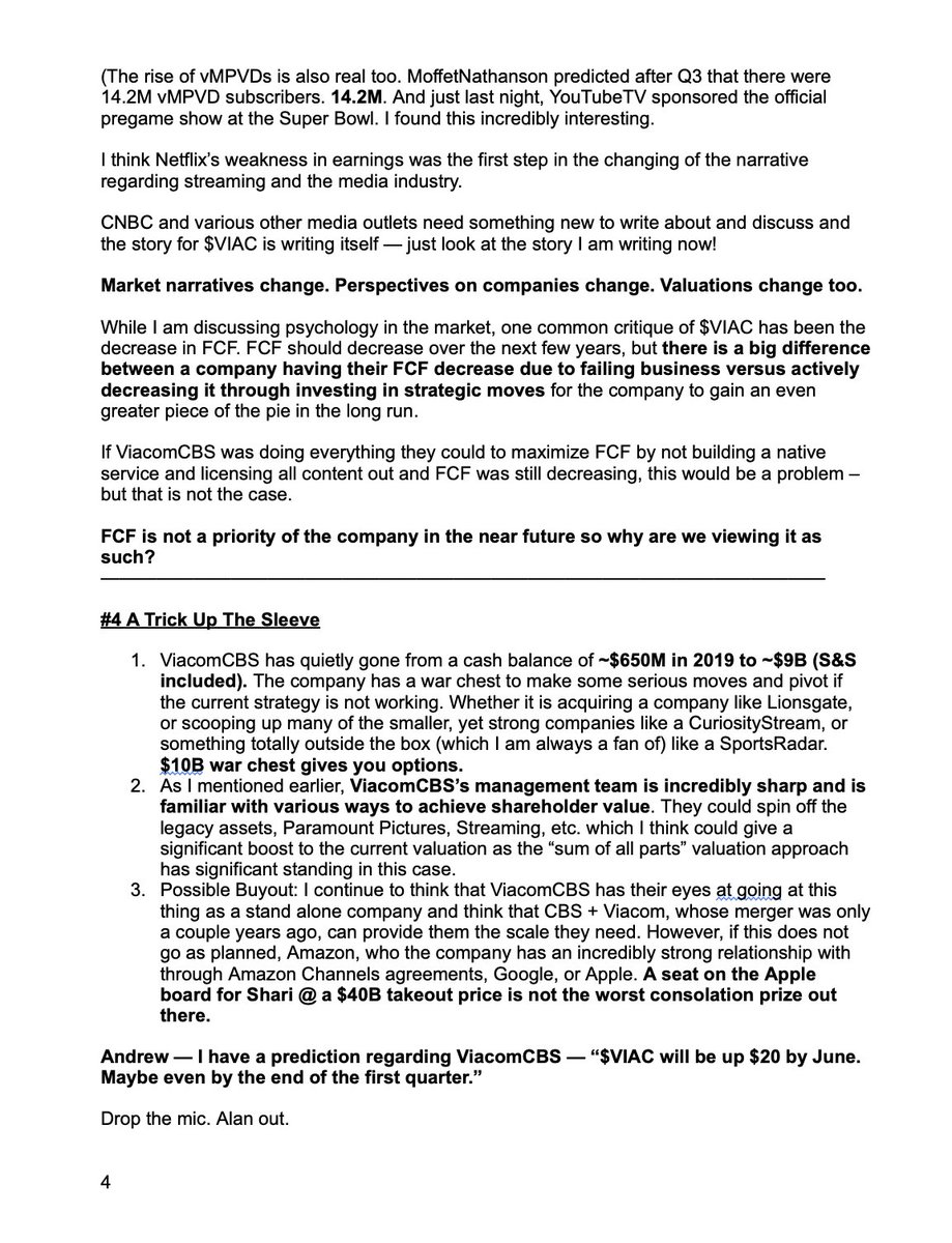 My thoughts on $VIAC earnings tomorrow below:

Shoutout to <a href="/HedgeyeComm/">Andrew Freedman, CFA 🦅</a> for being the man!

See you all tomorrow at 4:15. Let's do this. 

Disclaimer: As always, nothing I share is financial advice but for entertainment and education purposes solely.
