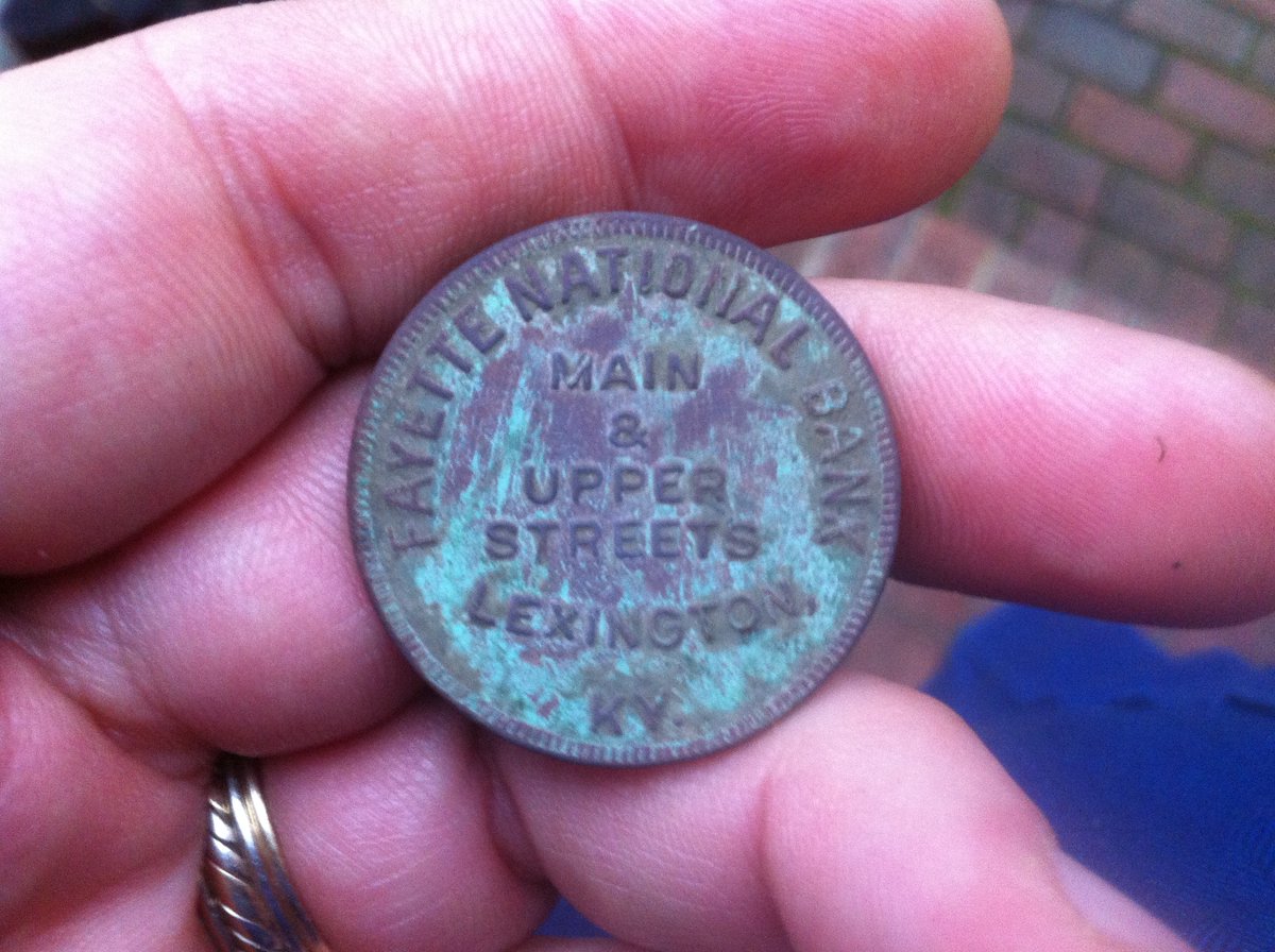In the 1930s banks were desperately trying to get deposits to stay afloat during the great depression.  These tokens were issued across the US.  This one is from Lexington, KY  - for the Fayette Bank.  #greatdepression #tokens #lexingtonky #lexky #metaldetecting