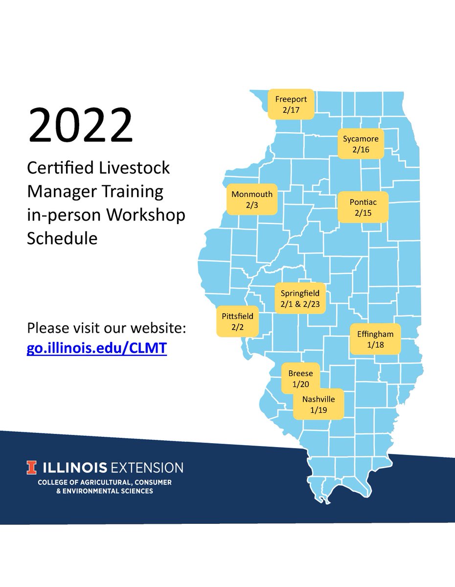 ControlledBucky's tweet photo. Last 4 Certified Livestock Manager Training (CLMT) workshops. If you were certified in 2019, this is the year you need to renew your certificate. https://t.co/mszWHMbVsc Cannot attend a workshop? Be certified online: https://t.co/mszWHMbVsc https://t.co/oVfdfTDyBR