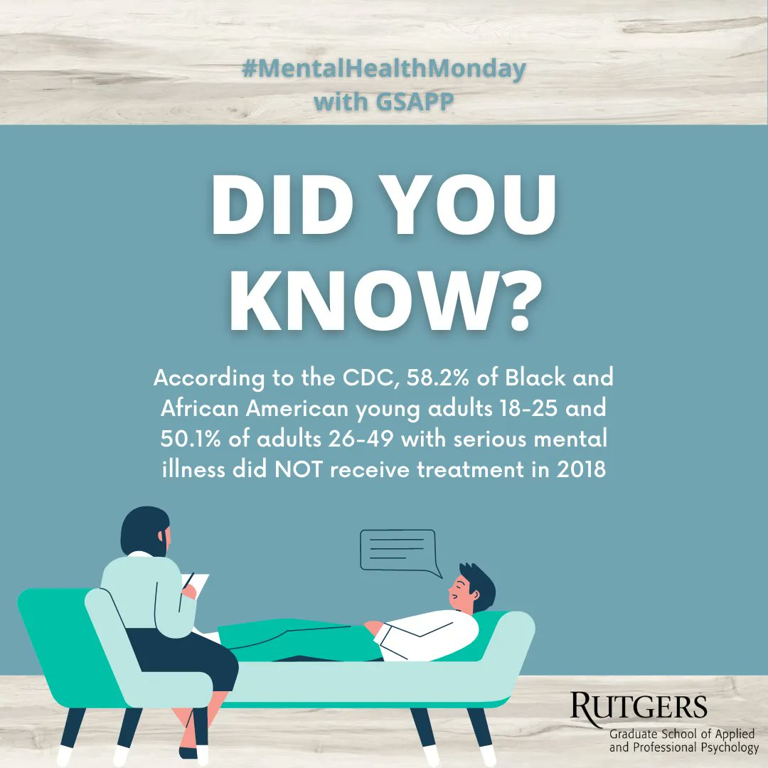 RutgersGSAPP's tweet photo. It's #mentalhealthmonday 💭 at GSAPP! In honor of Black History Month, we hope to bring attention to the disparity in mental healthcare in African-American communities. To learn more, visit https://t.co/8qoG2r9dVN
#mentalhealth #GSAPP #RUGSAPP #BHM2022 https://t.co/BDNahQ05tT