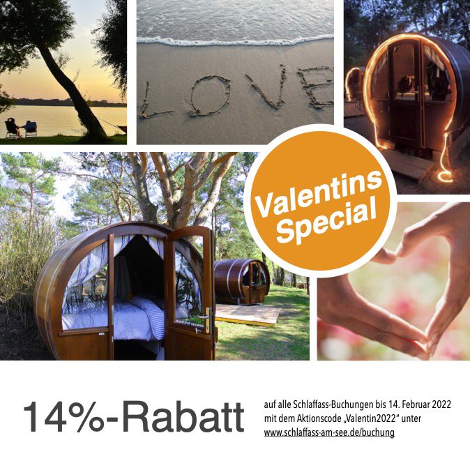 ZweiSeen's tweet photo. #HappyValentinesDay - nur noch heute gibts 14% Rabatt auf eure Kuschelnächte im #schlaffass. https://t.co/kGSvYIu3Qq
