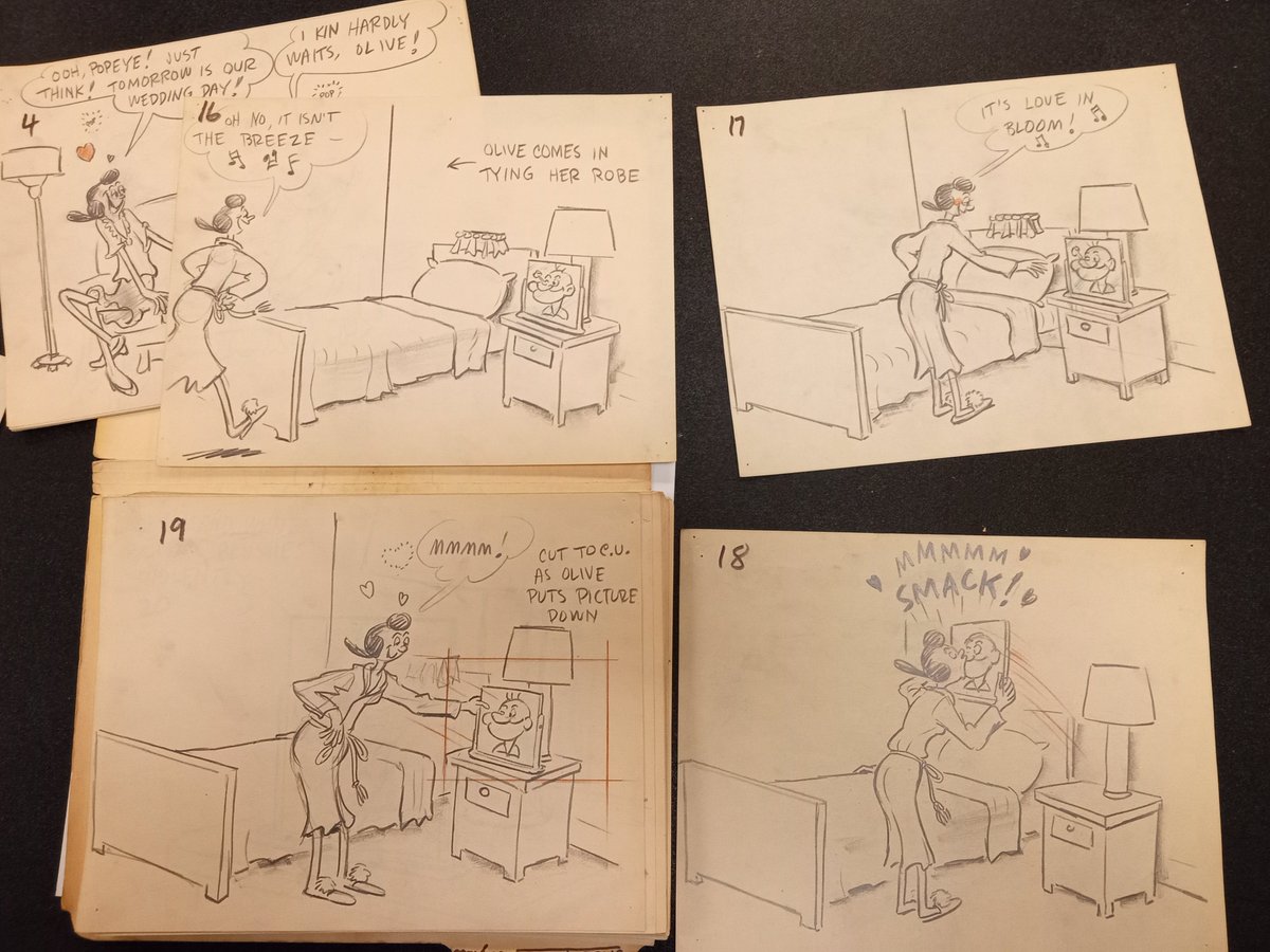 Just in time for #Valentine's Day, we've acquired a set of 135 manuscript storyboards for a 1954 episode of Popeye the Sailor.