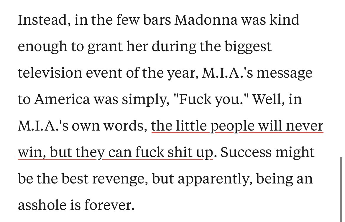 johnbarta's tweet image. Back in 2012 @pitchfork dragged MIA for giving the finger during the half time, and this year they cried that the half time was too safe. It’s almost like music critics are never happy