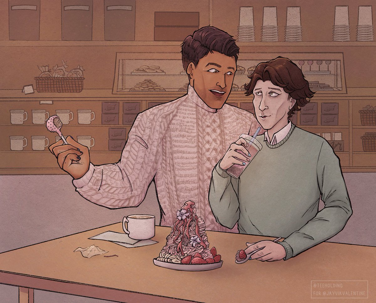 JayvikValentine's tweet photo. Sometimes all you need is something sweet 🧁☕!
Art by @teeholding #jayvikvalentine #Jayce #Viktor #arcane https://t.co/f5Zh79oi4i