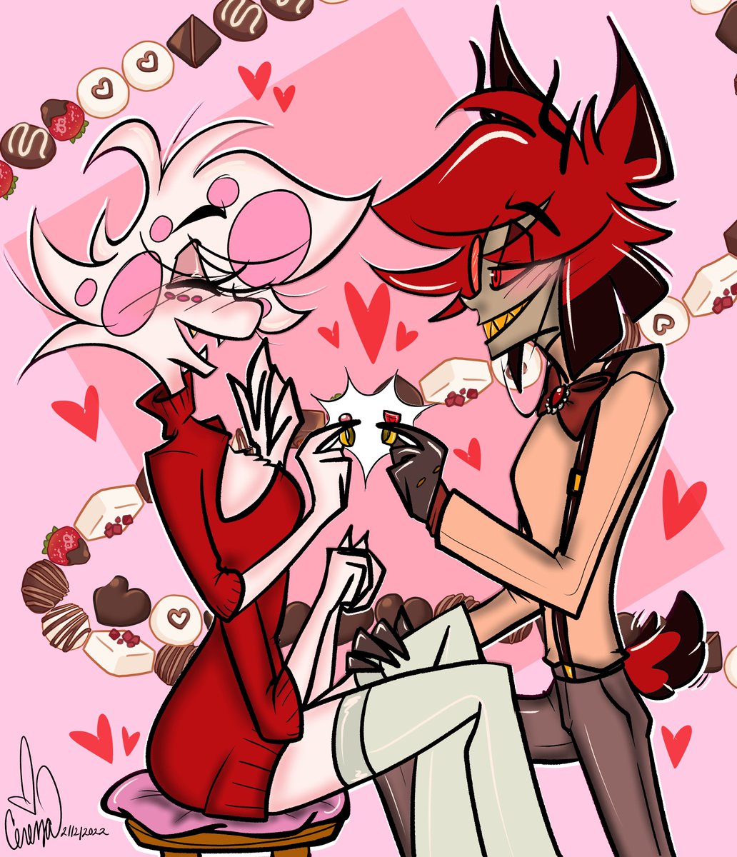 Happy Valentine's Day y'all!!! Let's get some mutual action going on here 💕
#radiodust #AngelDust #Alastor #HazbinHotelFanart #RILTheProposal22