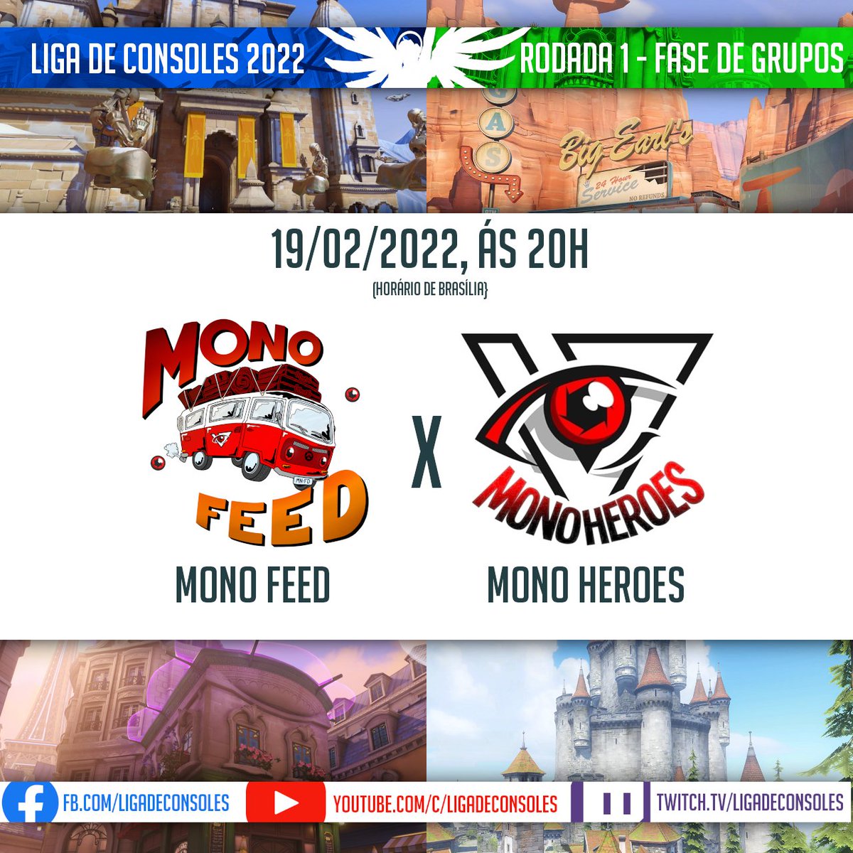 LConsoles's tweet photo. A estreia do maior torneio de Overwatch de PS4/PS5/Xbox está confirmada! 

É dia 19/02, neste sábado, ás 20h00!  

Mono Feed X Mono Heroes

Transmissão pelo YouTube, Facebook e Twitch da Liga de Consoles. Acompanhe todas os jogos e novidades em https://t.co/ka3rcxXJF3 https://t.co/4bWVS4XGei