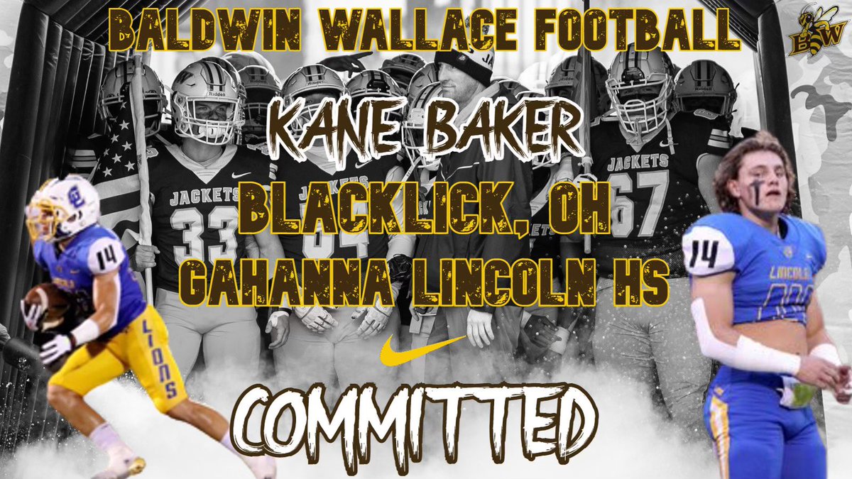 BakerKaneIV's tweet photo. Very excited to announce that I will be continuing my academic and athletic career at Baldwin Wallace University! Thank you to everyone who has helped me during this long process! @CoachHilvert @BWYJFootball https://t.co/PBZRhU8ykr