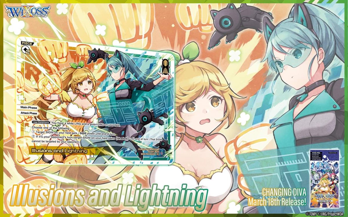WixossTCGEsp's tweet photo. Al fin salen las primeras scans de las Piece que habrá en la nueva edición #Changingdiva  que saldrán el próximo 18 de marzo. Una pasada de dibujos y miedo me da la de los ángeles... #wixossdivaeurope #wixosstcg #wixosstcgespaña #WIXOSSTCG #JCC https://t.co/JMipM8Tnn9