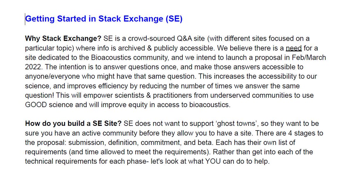 Attn students, researchers, and other curious humans!
 
We are creating a #Bioacoustics Stack Exchange site to share #Acoustics knowledge with the global community and are close to having the critical mass we need to succeed. 

Please RT and join us: buff.ly/3qgSswc!