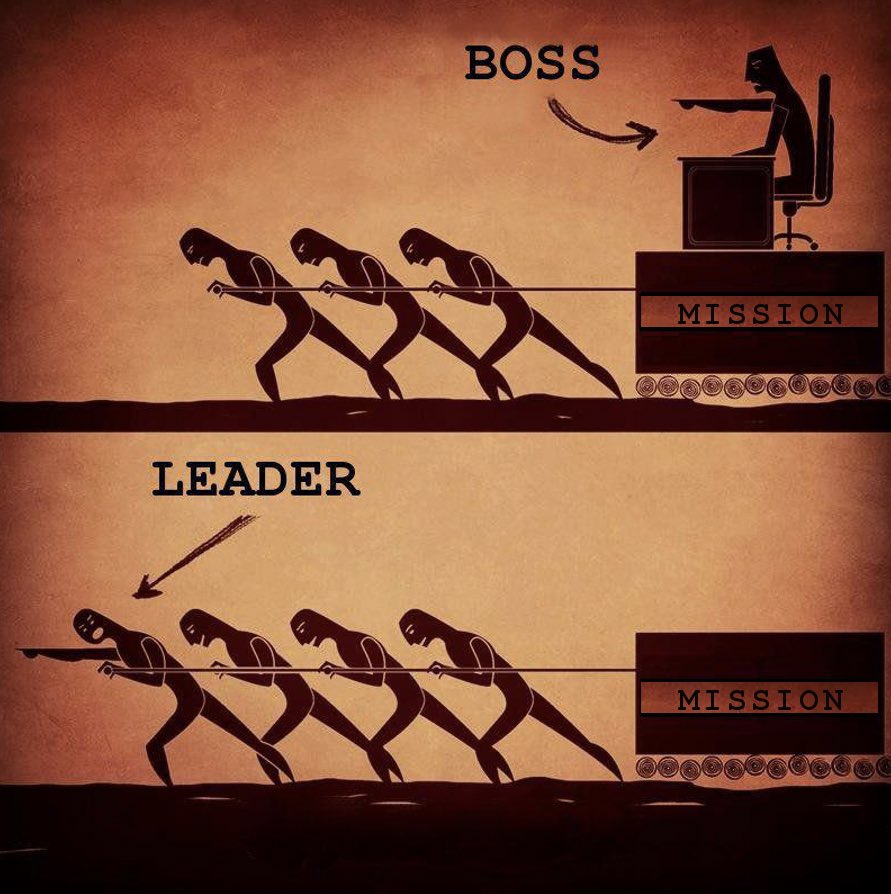 The boss commands the team to serve him, while the leader participates and serves the team. #leadership #pdsl @patriciamannixm <a href="/niamhickey/">Dr. Niamh Hickey</a> <a href="/Leaders_SoE/">UL_ELLA</a>