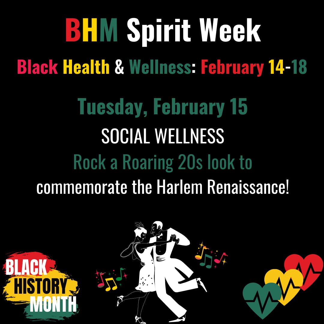 WBHS_Bruins's tweet photo. It's BHM Spirit Week! On Tuesday, rock a look from the Roaring 20s to celebrate social wellness and the history of the Harlem Renaissance! πΊπ΅π· #bhmspiritweek #roaring20s #socialwellness #jazzhands #bruinnation https://t.co/L8vdC5xLqi