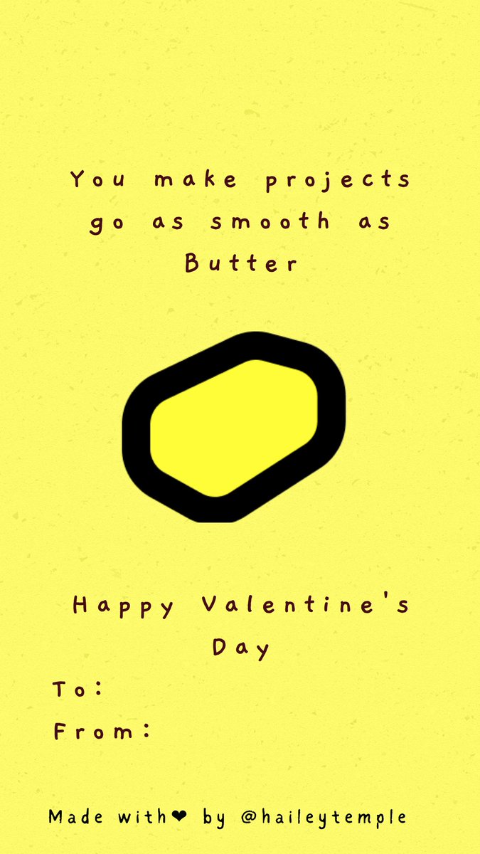 butter_hq's tweet image. Who would you send this Buttery #ValentinesDay card to? 😍

Thanks @HaileyTemple for the special valentine. 💛

#remoteworkshops