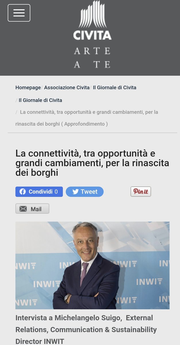 Grazie a <a href="/socialcivita/">CIVITA</a> per l'#intervista "La #connettività, tra opportunità e grandi cambiamenti, per la rinascita dei #borghi".
Ho parlato di un'#Italia più competitiva e innovativa grazie alla #digitalizzazione e al #lavoro di #INWIT.
👇
lnkd.in/dmPPYwnf <a href="/INWIT_Official/">INWIT</a>
