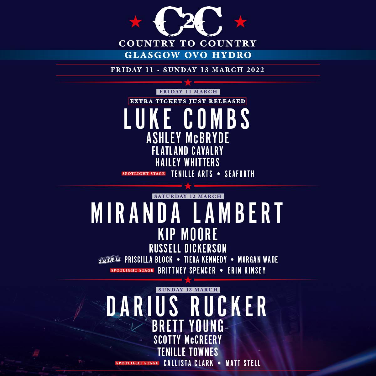 THE WAIT IS ALMOST OVER for C2C Glasgow! Extra tickets have just been released for Friday and we've also added @weareseaforth and @MattStellMusic to the line-up! TICKETS — gigss.co/C2C