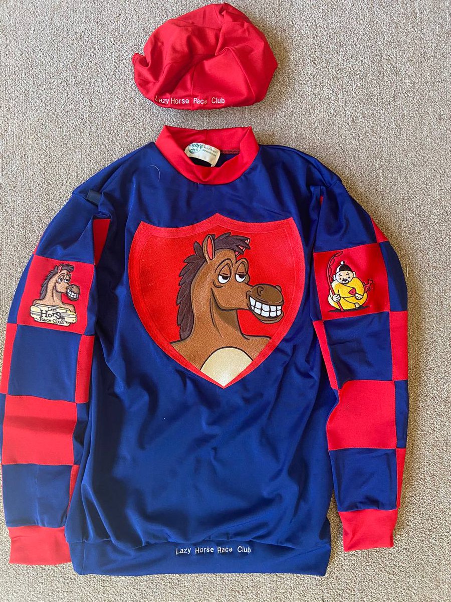 LazyHorseRC's tweet photo. Our team silks will debut on Thursday!  Love that they also feature our amazing partners @EbisusBay!  Join the club and mint a PONY today! https://t.co/69zNQlavRg