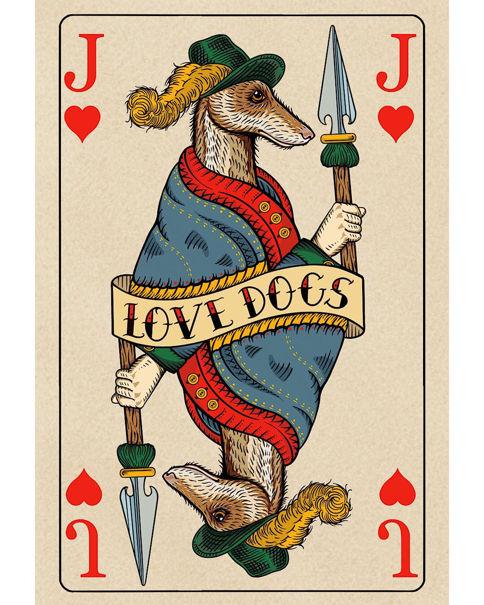 Carrying on with the playing cards series, here is the Jack design featuring a broken coated Lurcher. The Jolly joker is also finished and I shall post him up another day. Thank you all for the really lovely positive and encouraging comments. 🙌🏻🙌🏻♦️♥️♠️♣️