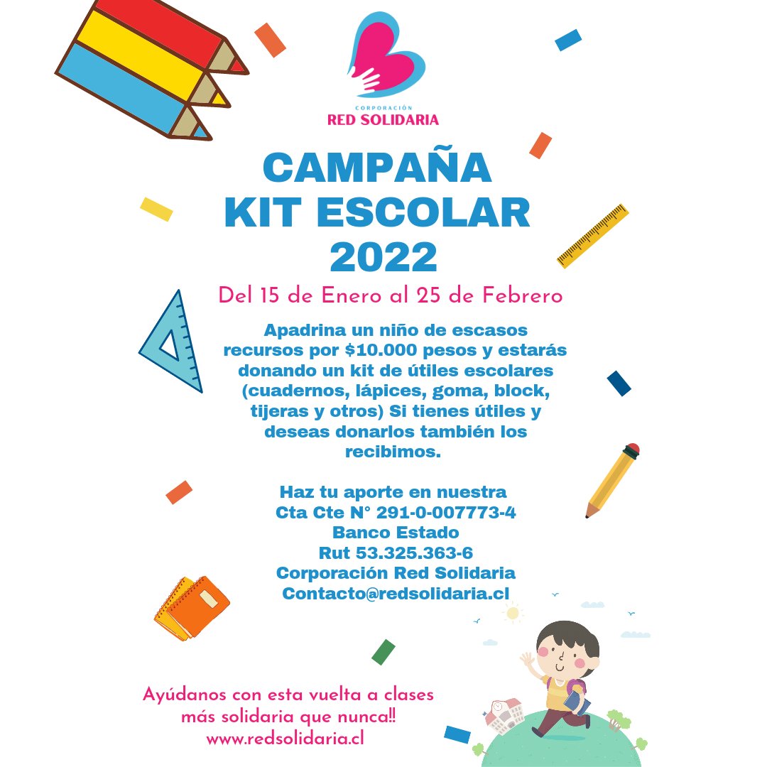 Extendemos hasta el 25 de febrero nuestra campaña de Kit escolares 2022!!! No te quedes fuera para donar y apoyar a otras familias que lo necesitan 🙌🙌❤️