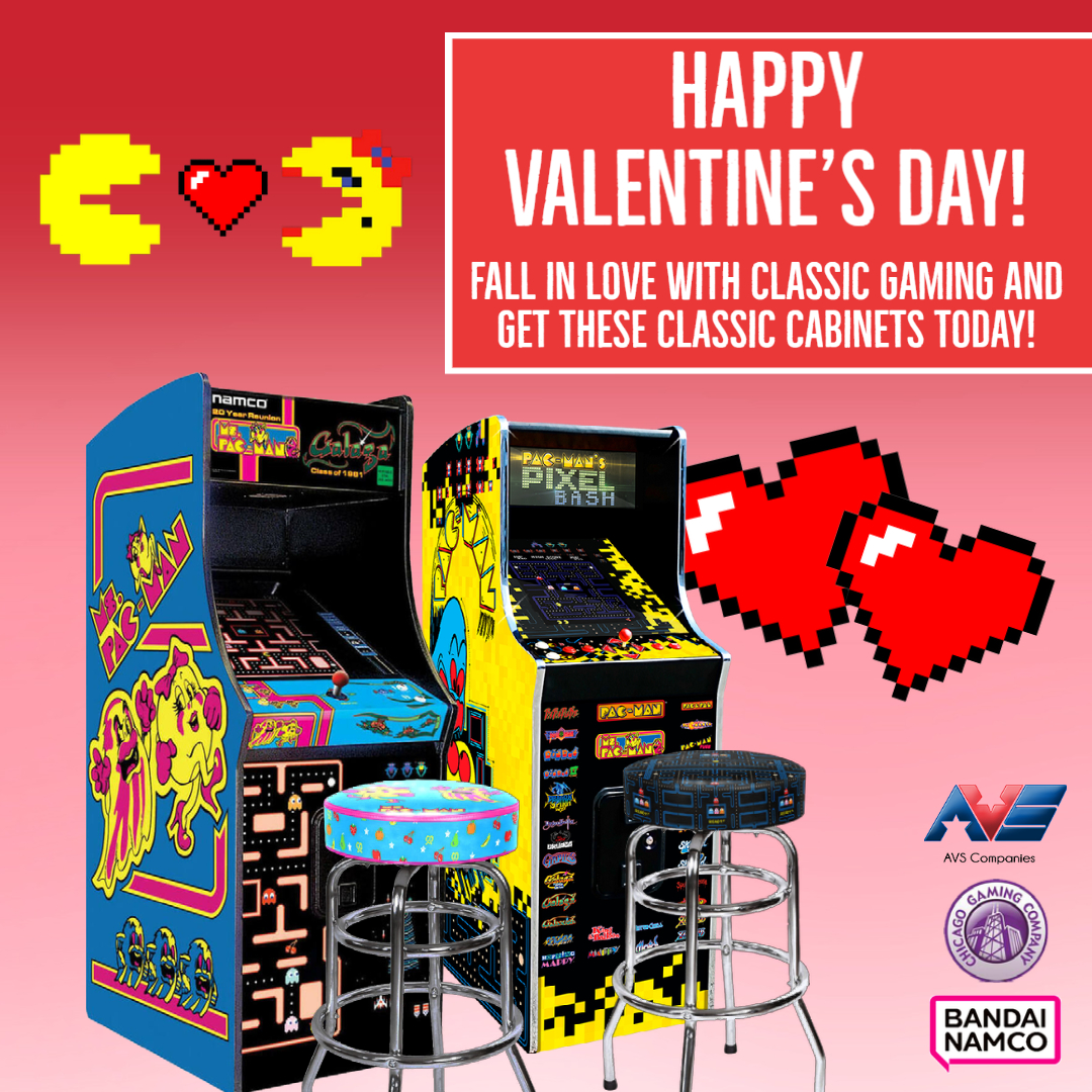 Happy Valentine’s Day from AVS Companies! Fall in love with classic gaming and get one of these classic cabinets today. Perfect for a home arcade, get ready to share the love of these games with your friends and family!

#avscompanies #valentines