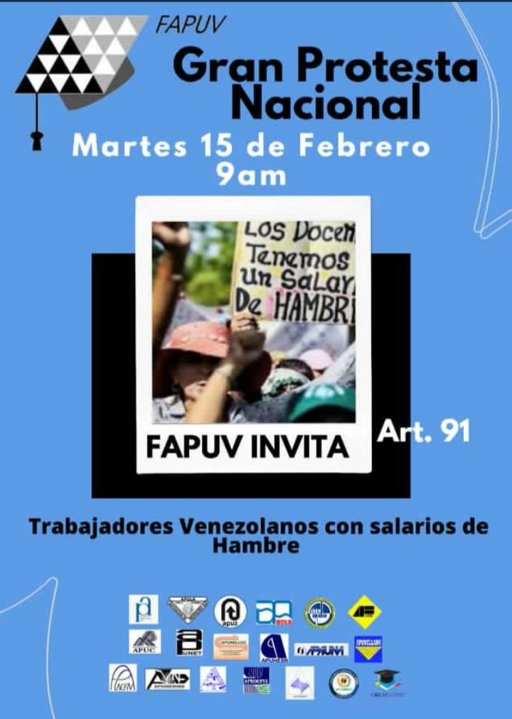 Magisterio Venezolano y todos sus docentes del MPPE nos unimos a Fapuv (<a href="/FAPUV/">FAPUV</a>),y todos los profesores de UCV, USB, ULA, UNA, UNEG, UCLA, LUZ, UC por #SalarioJustoYa y la libertad del profesor Luis Castro de la <a href="/UDO_VE/">Universidad de Oriente</a> y los docentes también apresados MPPE. Martes 15...9 am
