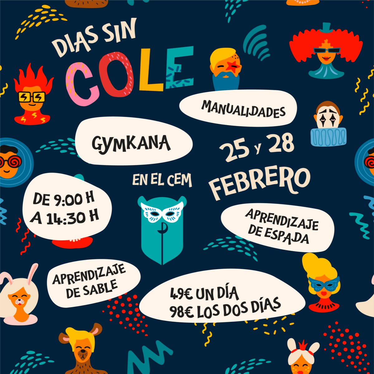 Ya casi estamos en Carnaval y se avecinan días sin cole. Os proponemos nuestros talleres de esgrima esta vez con disfraces, diversión asegurada #carnaval #campamento #campamentourbano #diassincole #disfraces #laesgrimamola #territorioCEM #esgrima #fencing #scherma #escrime