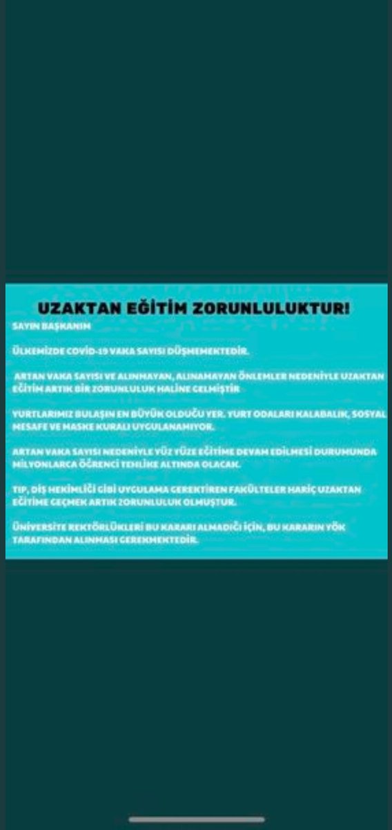 Ya online yapın yada okullarda bu önlemleri alın bununda biz söylemeyelim siz yapın bıktık artık #EğitimiOnlineYapın <a href="/drfahrettinkoca/">Dr. Fahrettin Koca</a> <a href="/tcmeb/">Millî Eğitim Bakanlığı</a> <a href="/RTErdogan/">Recep Tayyip Erdoğan</a>