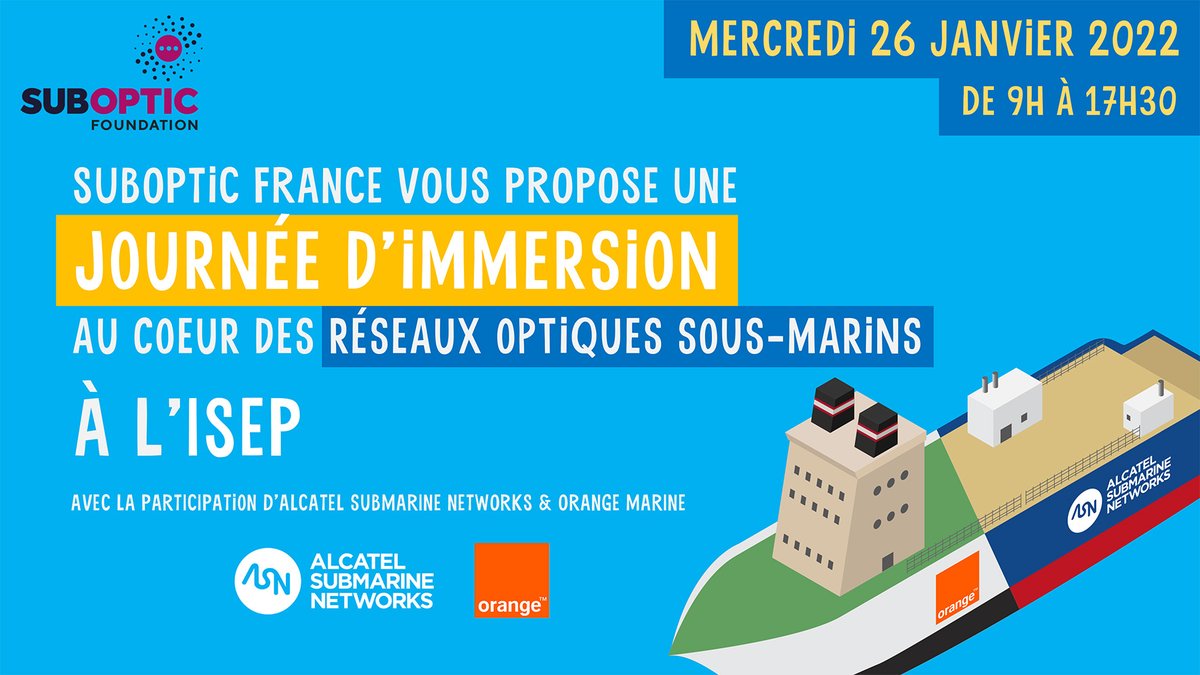 [Journée SubOptic] 📢 Vidéos Replay : Les vidéos replay de la journée d'immersion dans les réseaux sous-marins ainsi que les présentations sont en ligne sur le site SubOptic France.   <a href="/OrangeMarine_/">Orange Marine</a> @jlvuillemin <a href="/ASN_Comm/">Alcatel Submarine Networks</a>
  👉france.suboptic.org/#[object%20Obj…