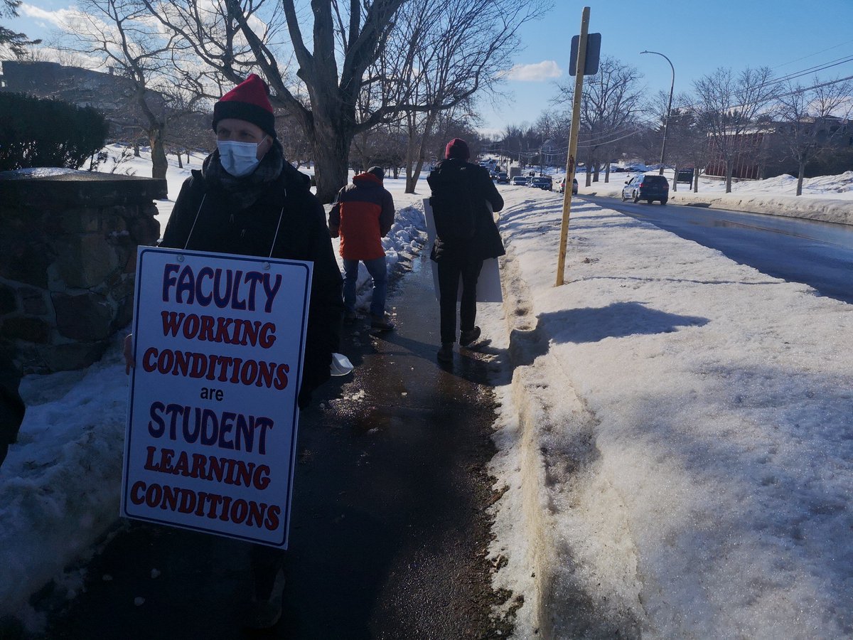 NUFacultyAssoc's tweet photo. @NUFacultyAssoc member Dr. Dean Hay was in Wolfville, NS supporting @AcadiaFaculty during the first week of their strike. https://t.co/7G4xBm3SnK