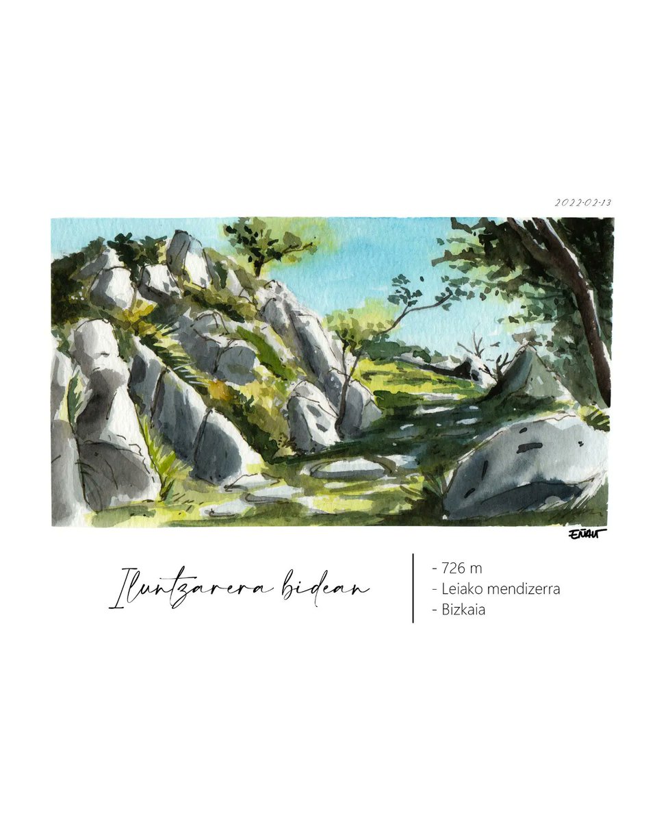 irribarrez's tweet photo. Iluntzar 🏞️
Astelehenak ez du mendirako aukerarik eman baina asteburuak utzitako arrastoa sakona da oraindik.
Poz handiak ematen ditu naturak eta argi dugu sarritan gailurra baino sari handiagoa dela bidea bera!
#ZaldaiMendiErronka22 #urluma #akuarelak #mendiak #natura https://t.co/ixpttNFC5o