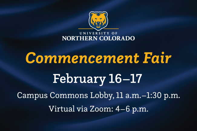 UNC_Colorado's tweet image. Graduating students, did you know there's an opportunity to represent your peers on the commencement stage? Apply by Feb. 20 and one student from each college will be selected as a speaker! 

Learn more at unco.edu/commencement or visit the Commencement Fair next week: