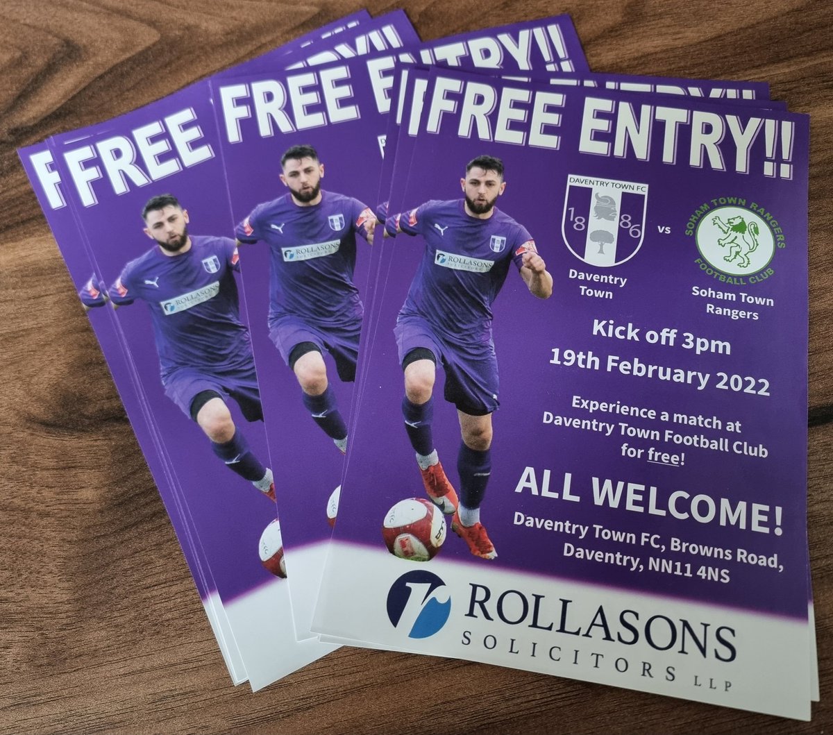 DaventryTownFC's tweet photo. Have you had a flyer through the door yet? If so, don't throw it away! 

Check the back, and you may have won a season ticket!! We have 5 winning flyers distributed randomly around Daventry homes!

If you haven't won don't worry!  Free entry this Saturday vs @SohamTownRanger! https://t.co/7ANl8lLZf1
