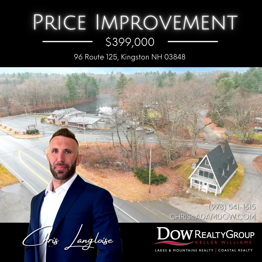 DowRealtyGroup's tweet photo. Price Improvement! 96 Route 125, Kingston NH 03848

Property details:
https://t.co/RscizcBqTy

Listed by Christopher Paul Langlois. Call (978) 541-1615 or email CHRIS@adamdow.com. Office 603-569-HOME. https://t.co/1TM32mVrmy
