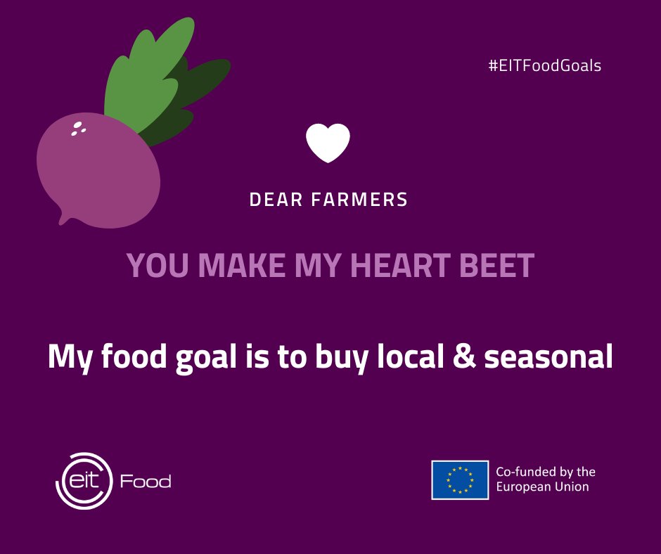 My #EITFoodGoal for 2022 is to buy more local, seasonal produce - Looking forward to enjoying SUPER TASTY tomatoes while I support my community (+ reduce plastic waste!) 🍅 Can't wait to see everyone's goals :)