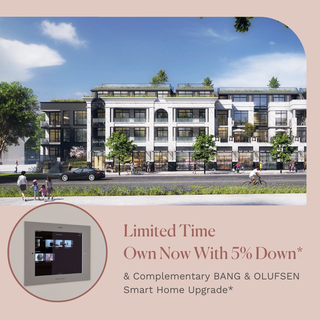 Limited Time Promotion Alert!

Own in the heart of Vancouver’s West Side with only 5% down! Purchase today and receive a complimentary Bang &amp; Olufsen smart home upgrade valued at $20,000. 

Call our sales team for more information 604-800-7888