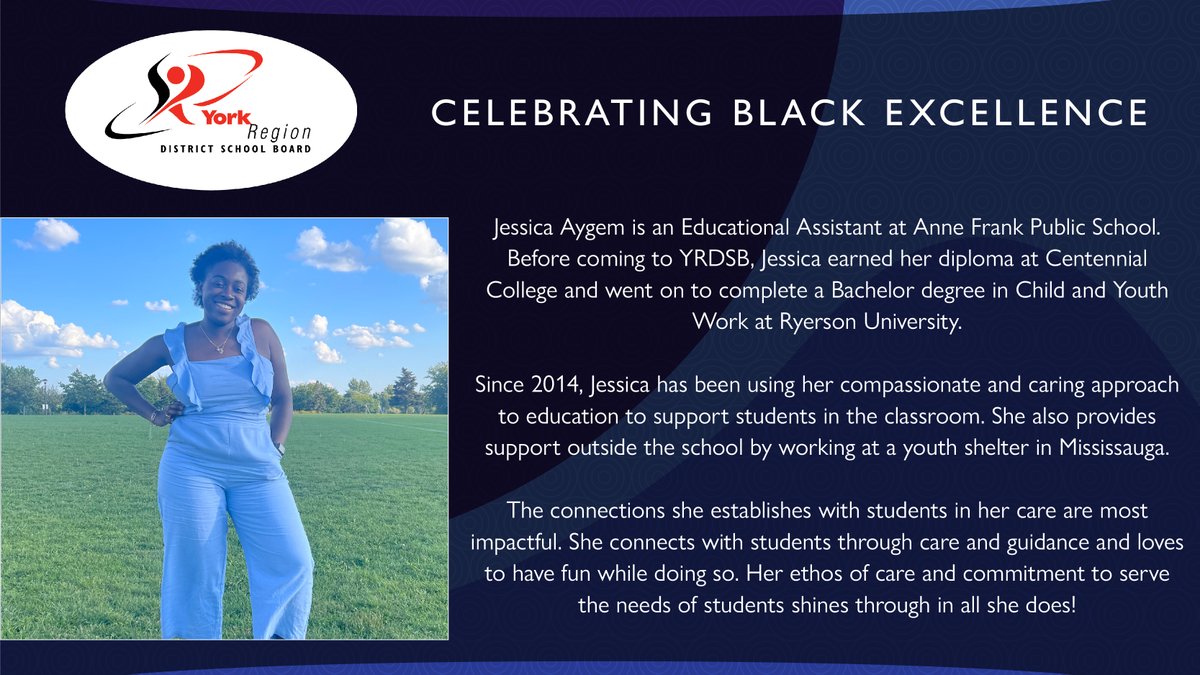 Meet Jessica from <a href="/afpsyr/">Anne Frank PS (YRDSB)</a>!

Jessica is an EA who uses her compassionate and caring approach to support students in the classroom and in the community. 

Her ethos of care and commitment to serving the needs of students shines through in all she does. #BHMyrdsb #BlackExcellence