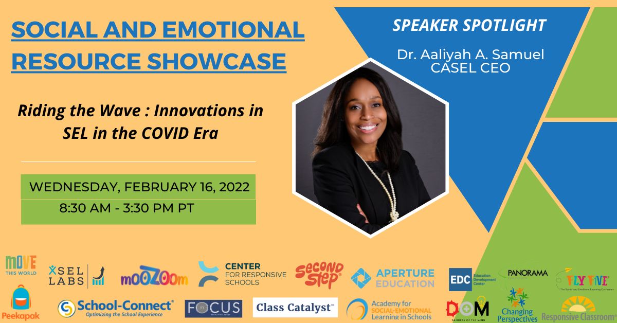 Our 2022 SEL Resource Showcase is almost here!

Tune in to this free virtual conference to experience interactive plenary presentations, attend live breakout sessions, explore exhibit booths, and network with other national SEL champions.

REGISTER TODAY : hopin.com/events/sel-res…