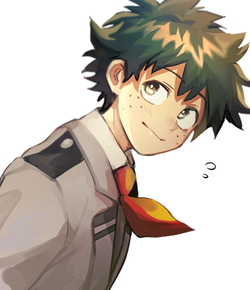 midoriya izuku freckles u.a. school uniform 1boy male focus school uniform green hair necktie  illustration images